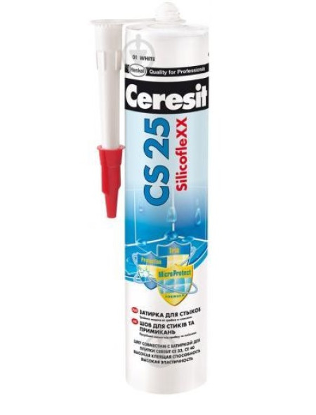 Универсальный силиконовый герметик Церезит Ceresit белый CS-25 300мл.